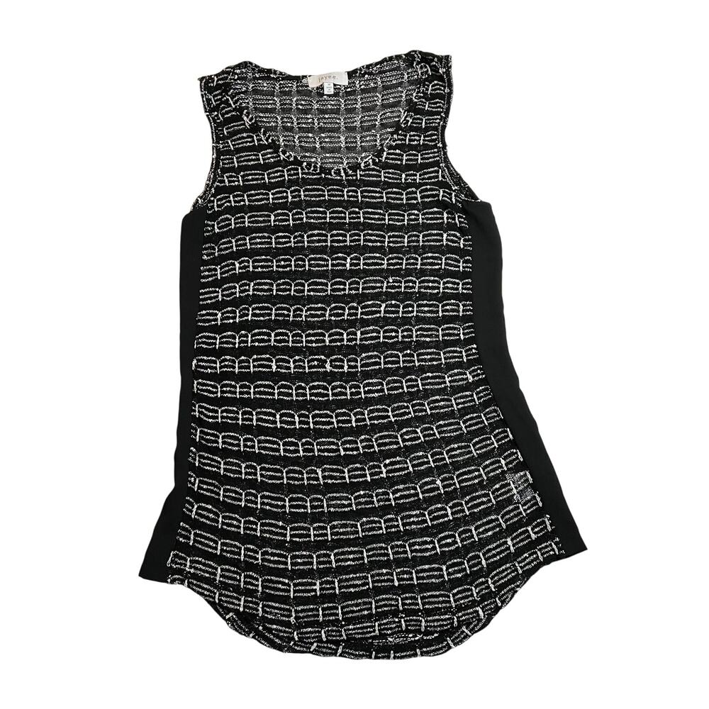 Jaye.e Sleeveless Scoop Neck Mixed Media Knit Top with Woven Side Panels Size M